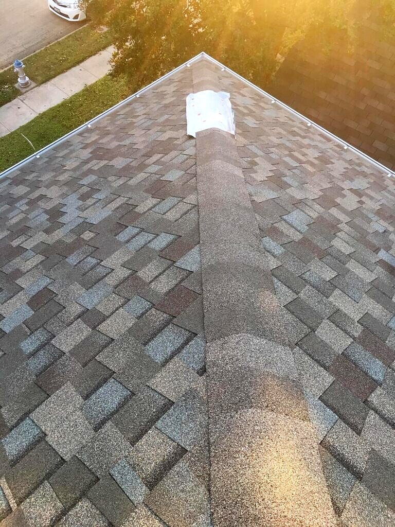 Allen roof project — ridge and shingle field