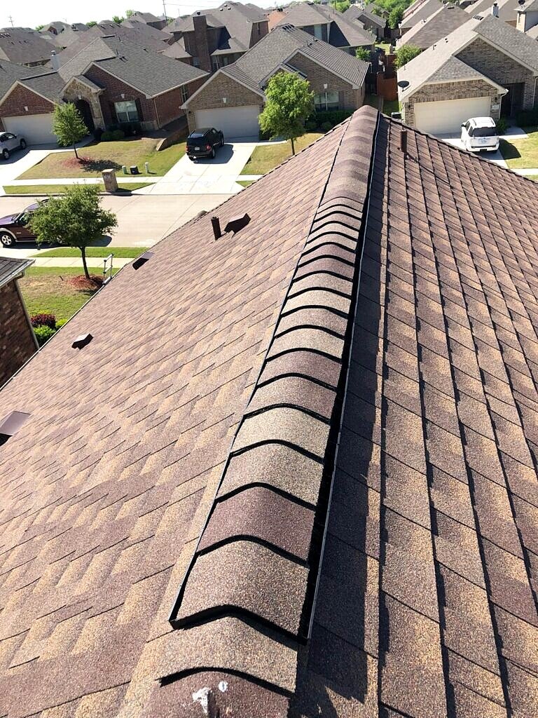 Little Elm roof replacement — completed ridge line
