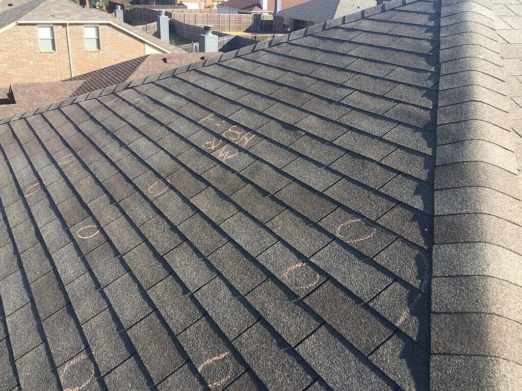 Little Elm roof project — ridge and shingle detail