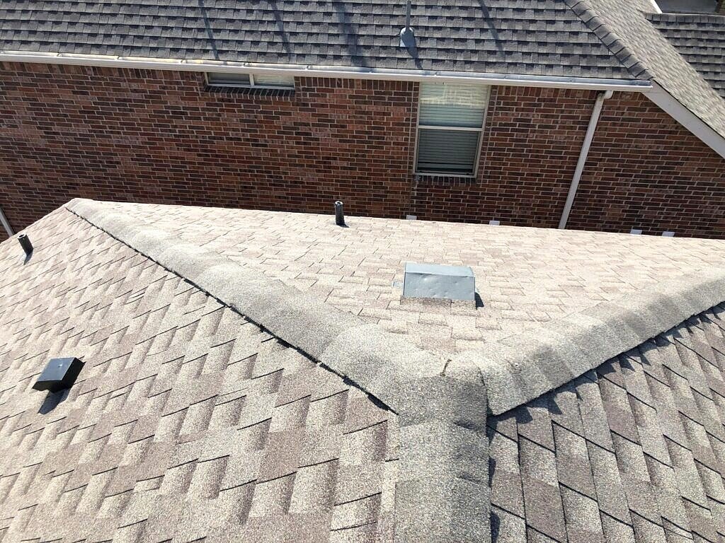 McKinney roofing project — roof slopes and ridge