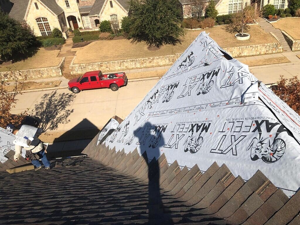 Allen roof replacement — underlayment installation