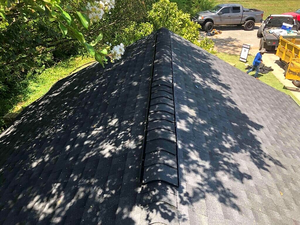 Dallas roofing project — completed ridge line