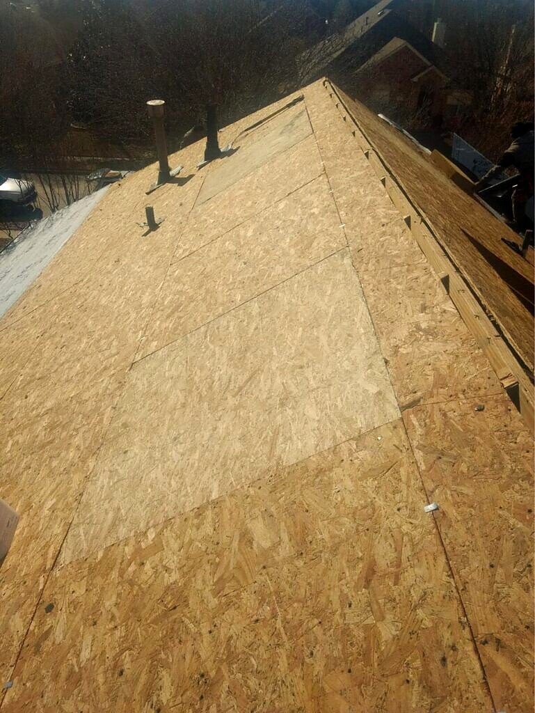 January 2018. Roof decking exposed after tear-off.