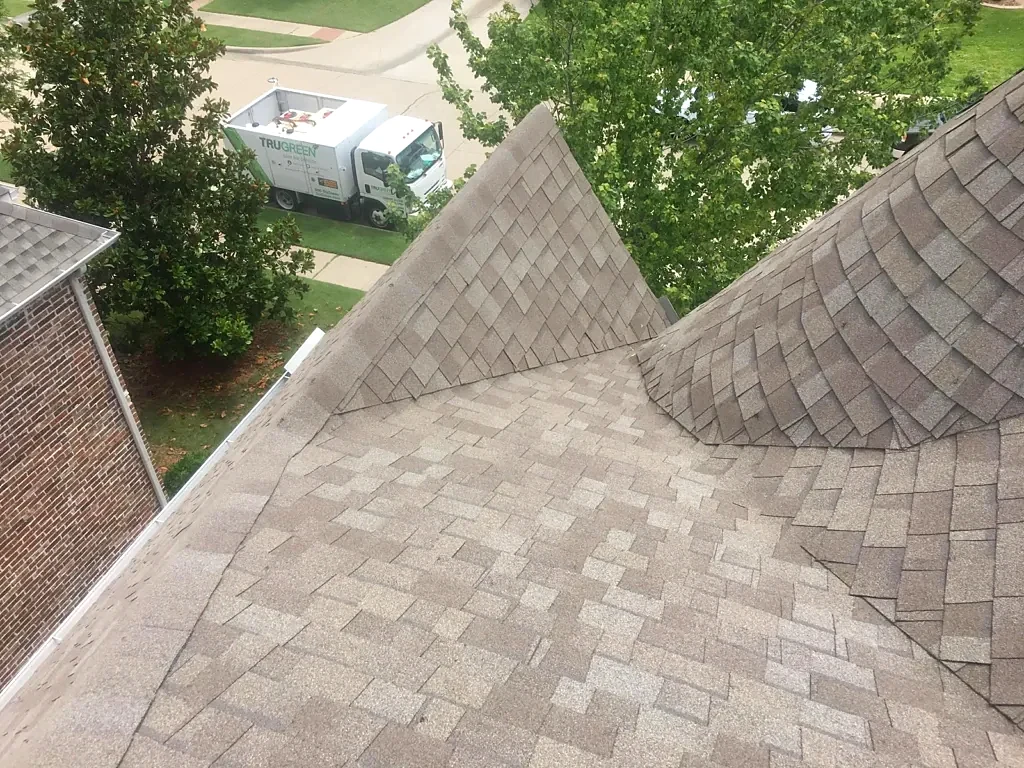 Existing roof intersection during inspection.