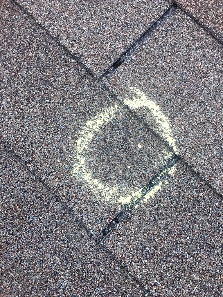 Marked shingle area from the inspection.