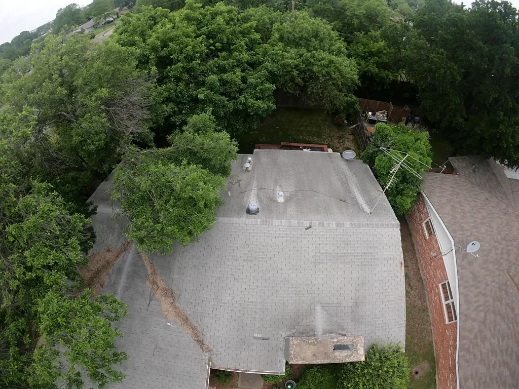 Overhead view of the roof before replacement.