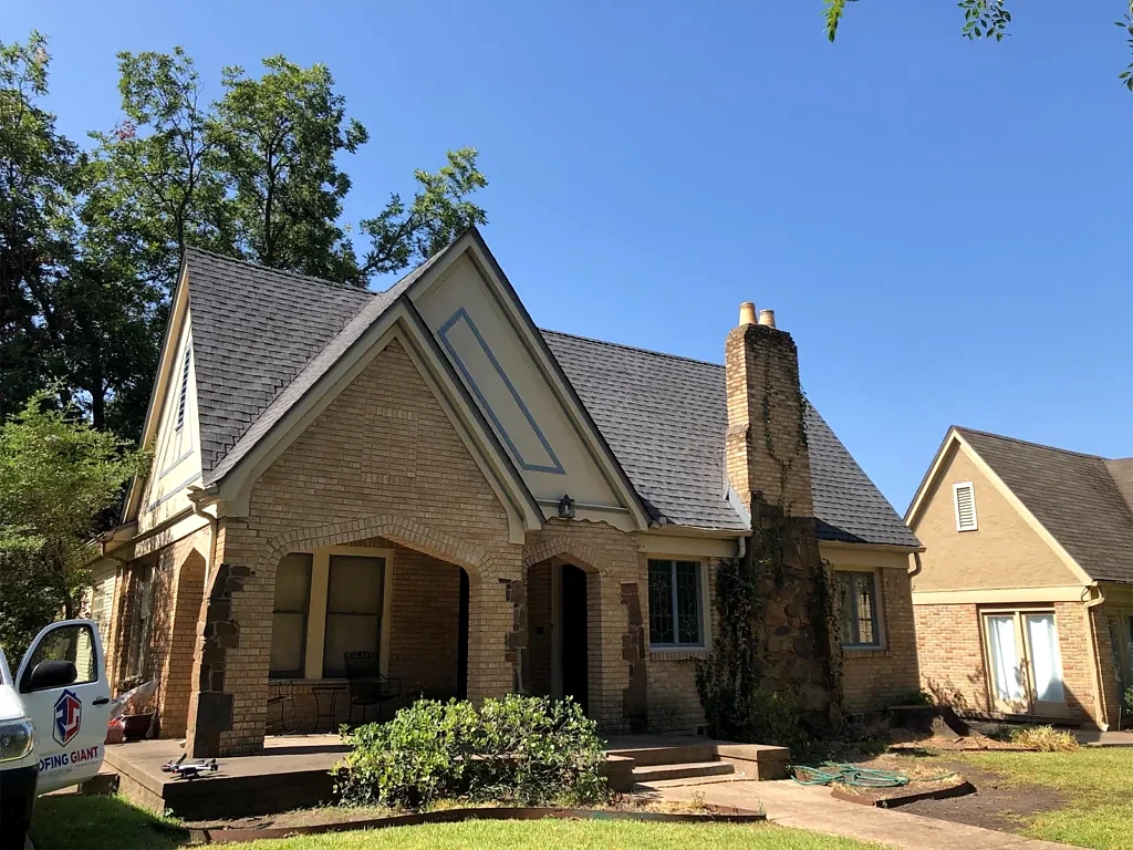 Roofline above the front elevation after the August work.