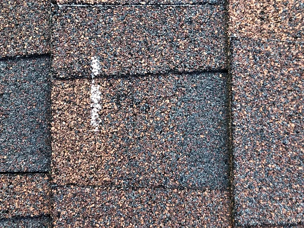 Marked shingle area in the inspection photographs.