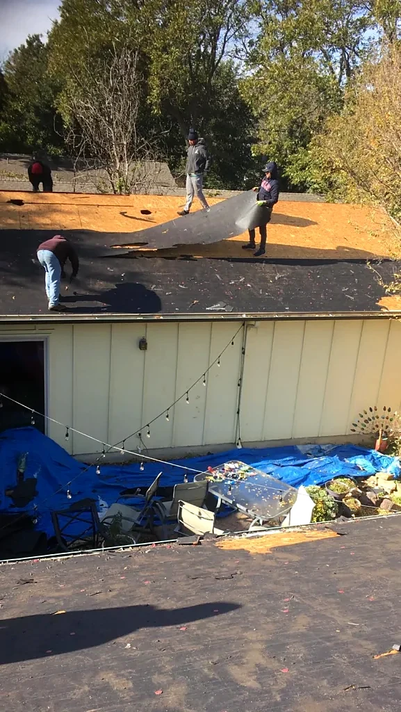 Decking exposed during the November roof replacement.