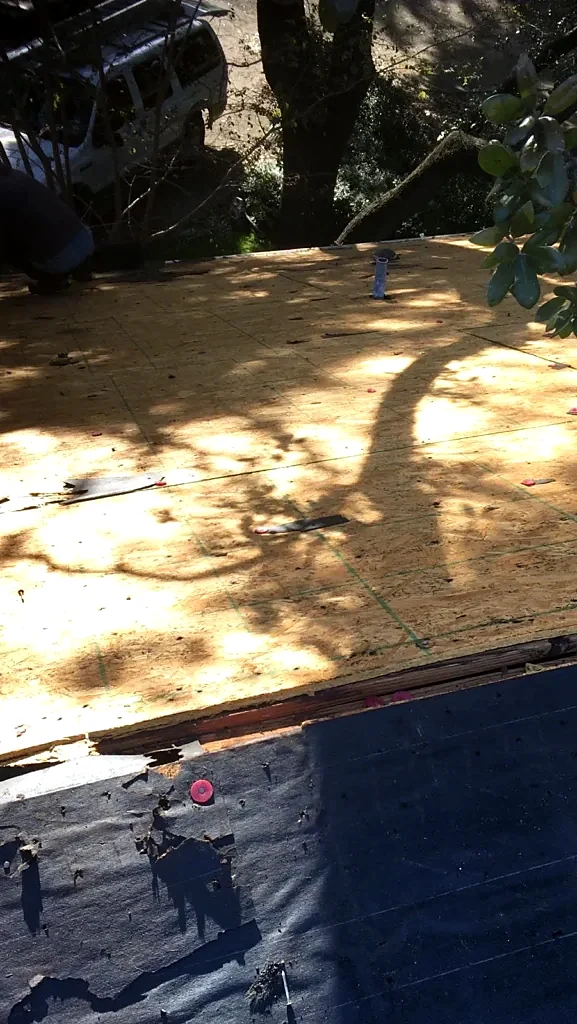 Closer view of decking during installation.