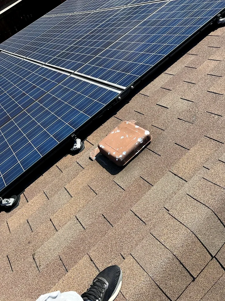 Roof covering around the solar array.