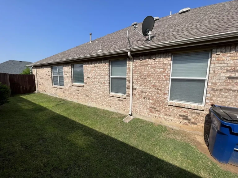 Roof slope, gutter, downspout and windows at the Little Elm project, recorded during inspection.